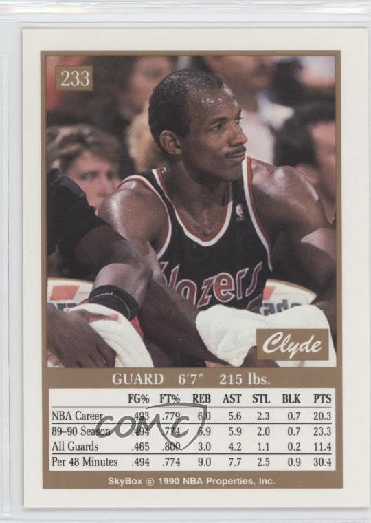 1990 91 Skybox 233 Clyde Drexler Portland Trail Blazers Basketball Representative Image Select Specific Item Above To See Of Actual