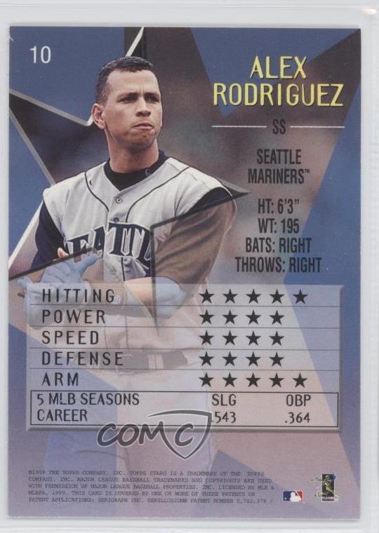 1999 Topps Stars #10 Alex Rodriguez Seattle Mariners ...