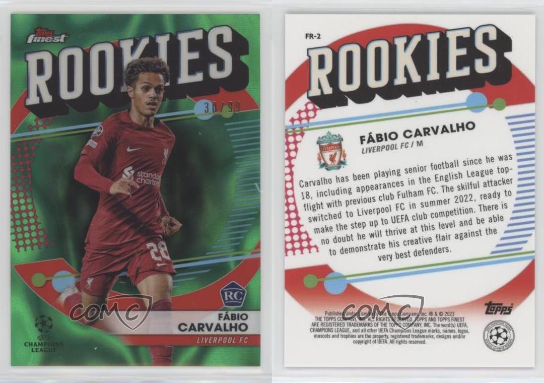 Refractor de lava verde 2022-23 Finest UEFA Clubes Competitions/99 Fabio Carvalho RC - Imagen 3 de 4