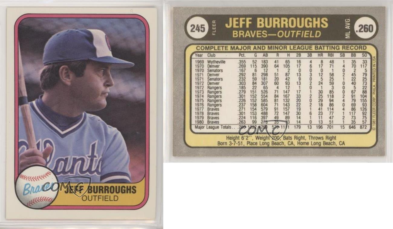 1981 Fleer Jeff Burroughs Atlanta Braves #245