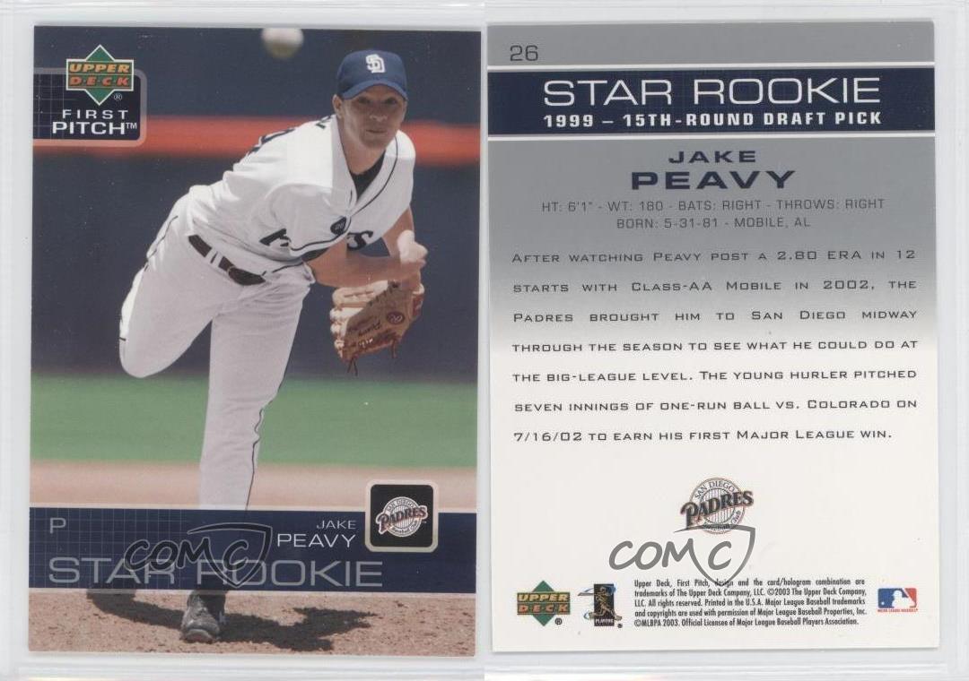 2003 Upper Deck First Pitch Baseball #26 Jake Peavy Star Rookie