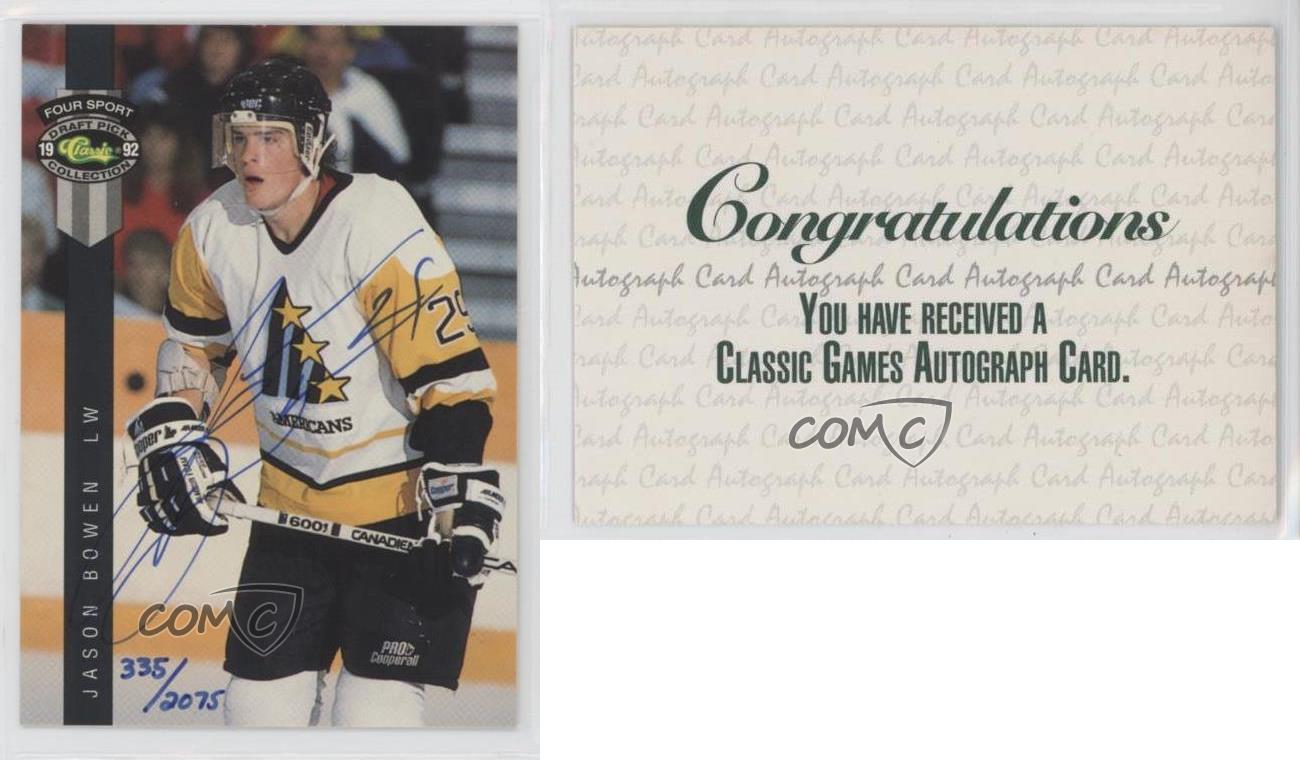 1992 Classic Four Sport Draft Pick Collection Numbered /2075 Jason Bowen Auto