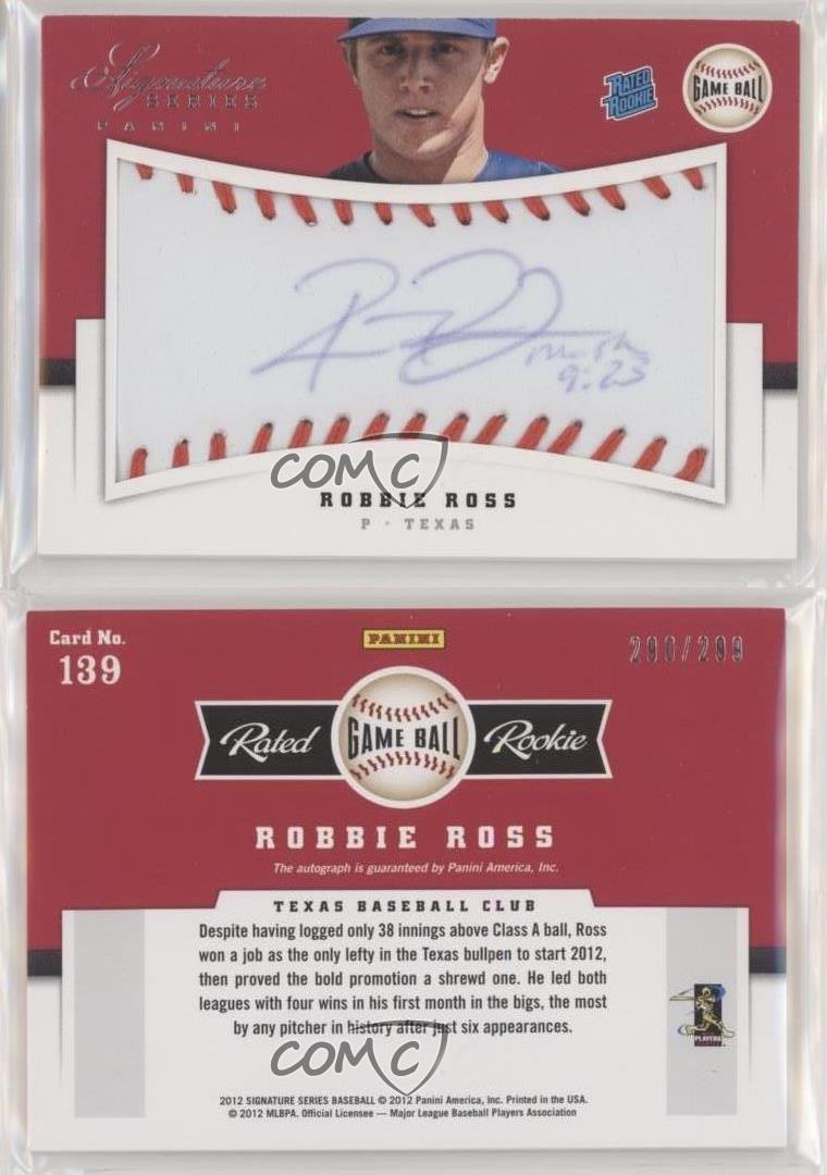 2012 Panini Signature Series Rated Game Ball /299 Robbie Ross Rookie Auto RC