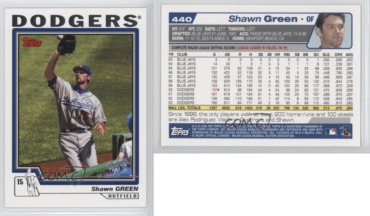  2004 Topps Baseball Card #440 Shawn Green : Collectibles & Fine  Art