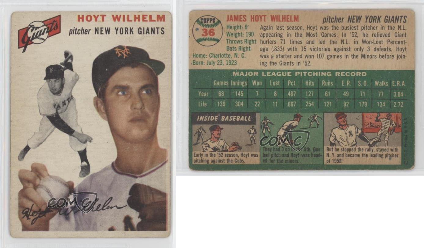 1954 Topps Hoyt Wilhelm (White Back) #36 HOF