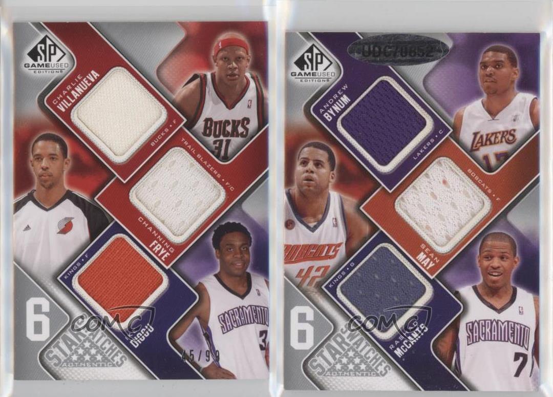 2009 juego SP usado 6 muestras de estrellas/99 Charlie Villanueva Channing Frye Ike Diogu