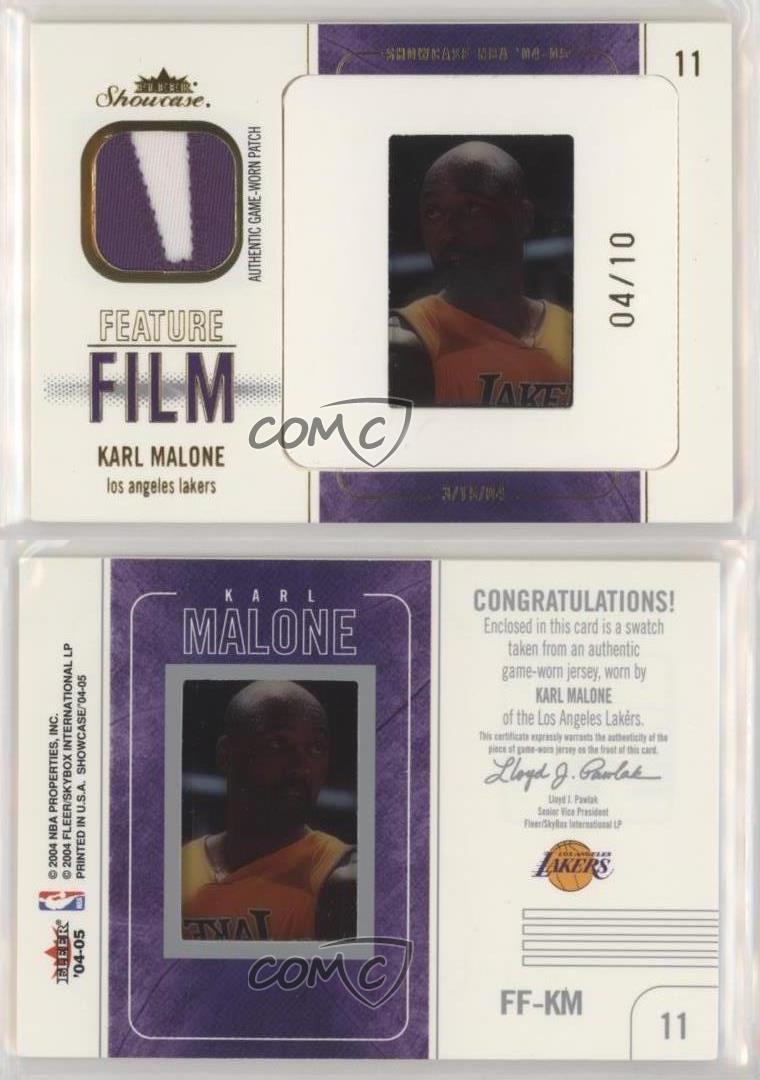 2004-05 Fleer Showcase Feature Film Gold Jersey /10 Karl Malone #KM Patch HOF - Picture 3 of 3
