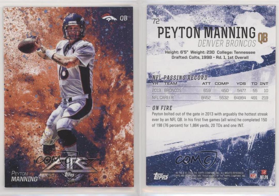 2014 Topps Fire Football Card #72 Peyton Manning  