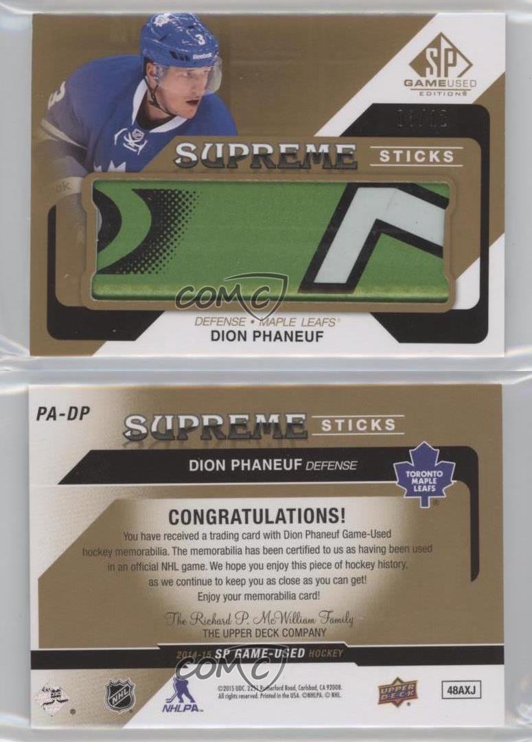 2014-15 SP Juego Usado Supreme Sticks/Guantes/Patines/12 Dion Phaneuf #PA-DP - Imagen 3 de 4
