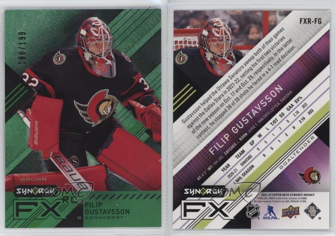 2021-22 Upper Deck Synergy FX Rookies Green /199 Filip Gustavsson #FXR-FG RC