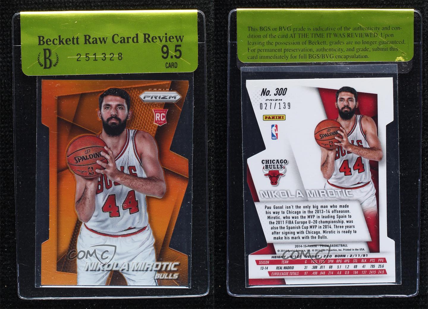 2014-15 Panini Prizm Orange Die-Cut Prizm /139 Nikola Mirotic #300 Rookie RC - Picture 3 of 3