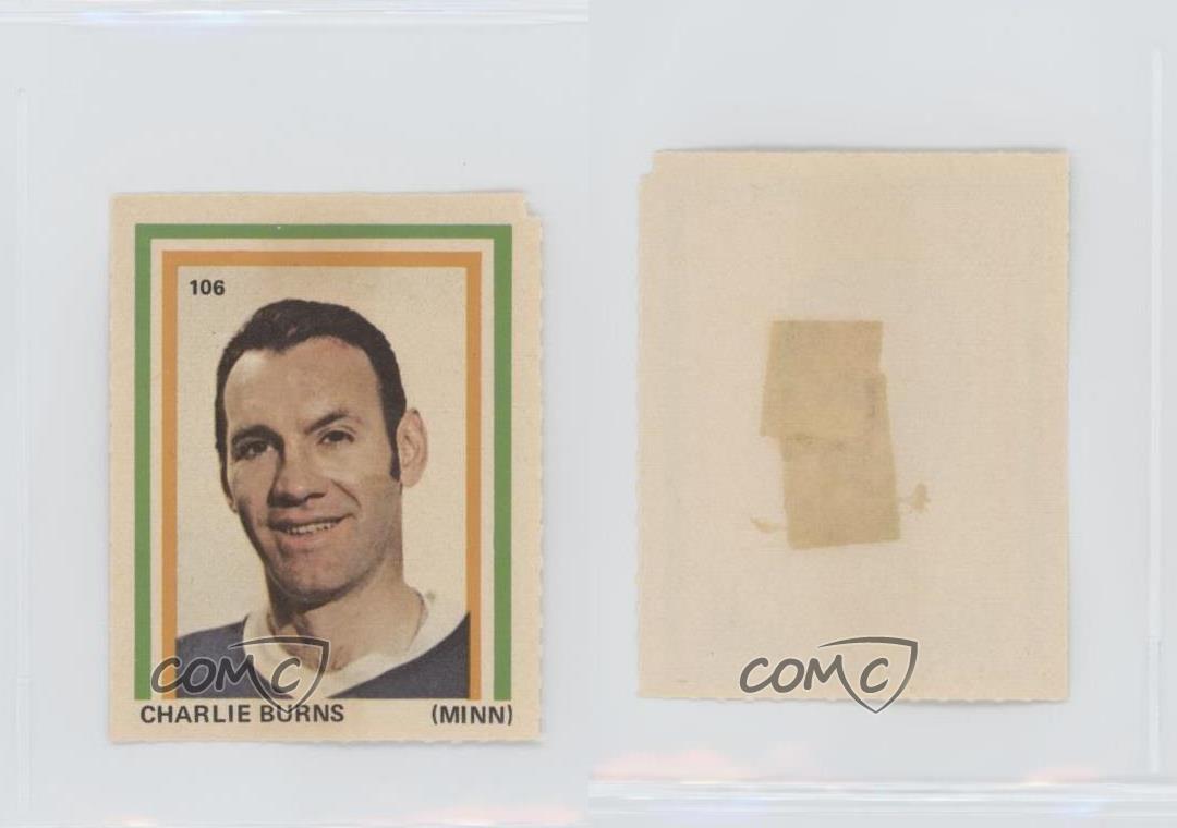 1972-73 Eddie Sargent NHL Player Stickers Charlie Burns #106 - Picture 3 of 3
