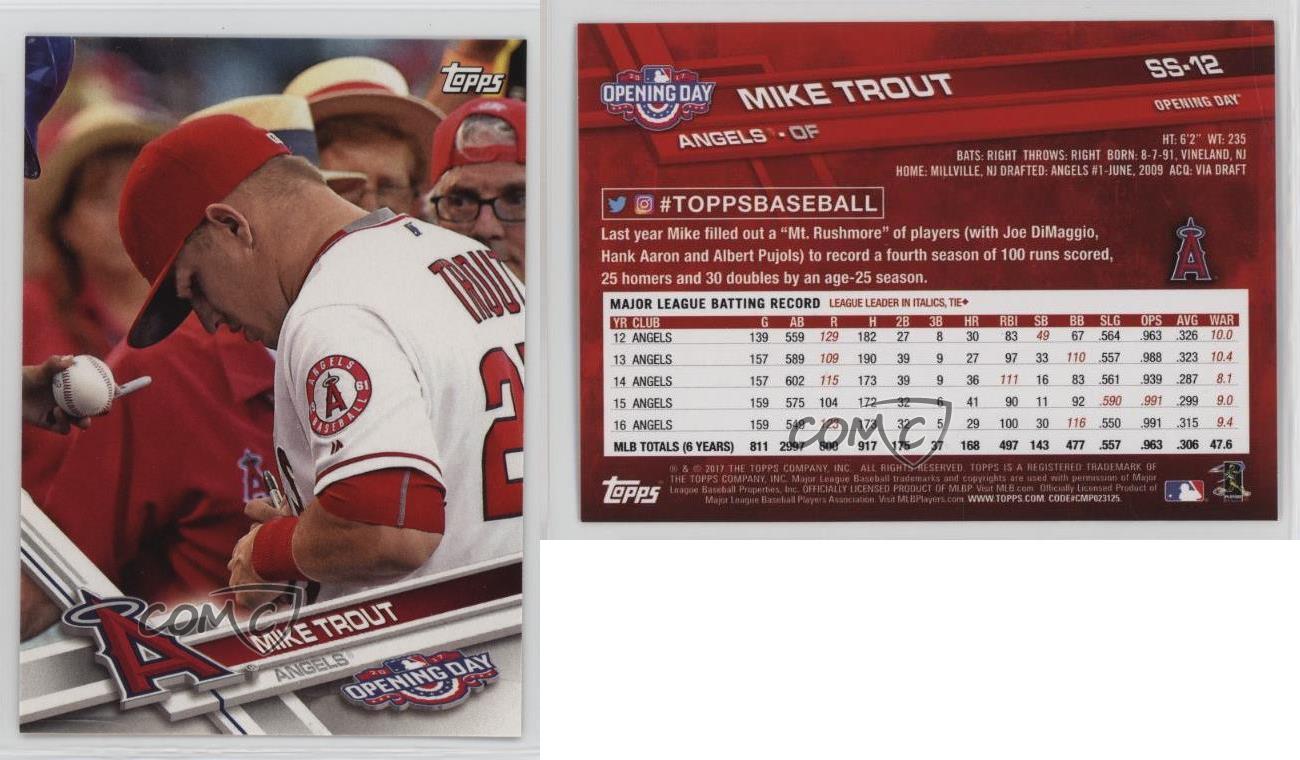2017 Topps Opening Day Stadium Firme Mike Trout #SS-12 - Foto 4 di 4