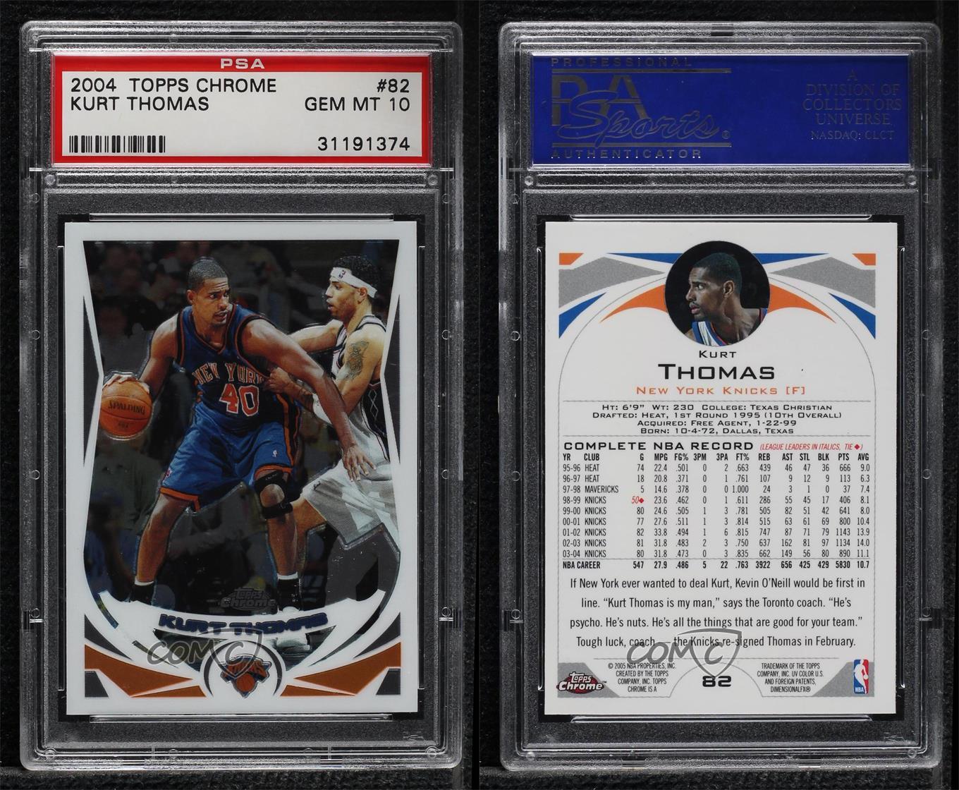 2004-05 Topps Chrome Kurt Thomas #82 PSA 10 GEM MT - Picture 3 of 3