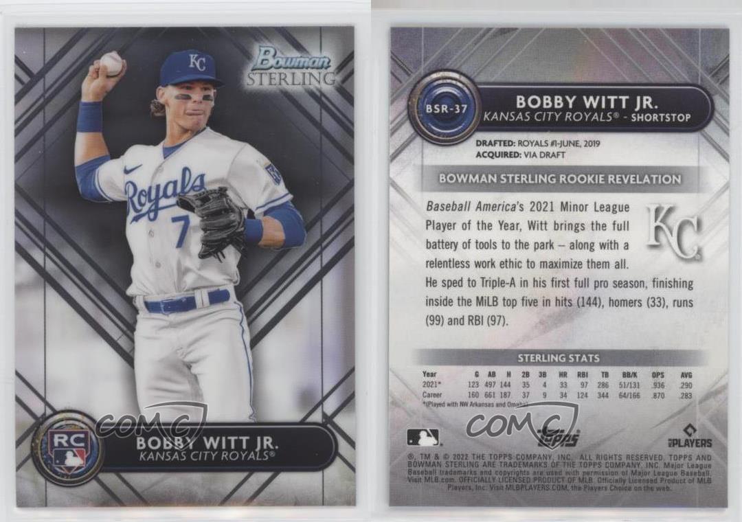 2022 Bowman Sterling Rookies Magenta Refractor bsr37 Bobby Witt Jr. Rookie  39/75 - Sportsnut Cards