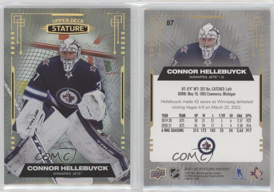 2021-22 Upper Deck Statura Connor Hellebuyck #87 - Foto 3 di 4