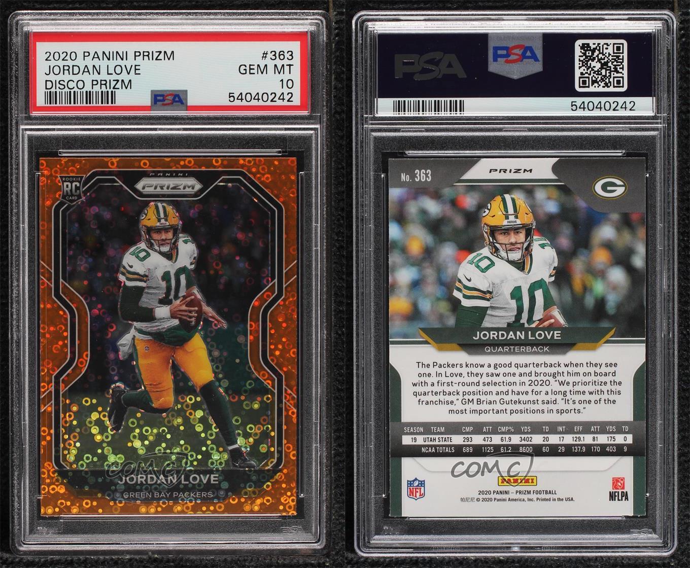 Panini Prizm Orange Disco Jordan Love 2020 #363 PSA 10 2024 GEM MT Rookie RC