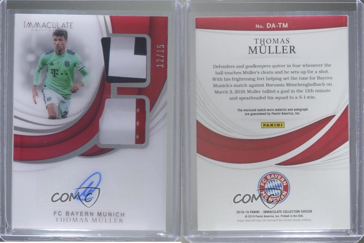 2018-19 Panini Immaculate /15 Thomas Muller #DA-TM Dual Patch Auto