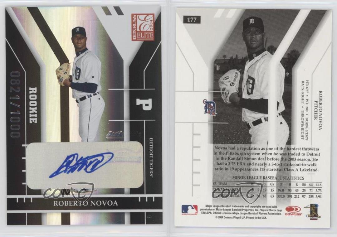 2004 Donruss Elite /1000 Roberto Novoa #177 Rookie Auto RC - Picture 4 of 4