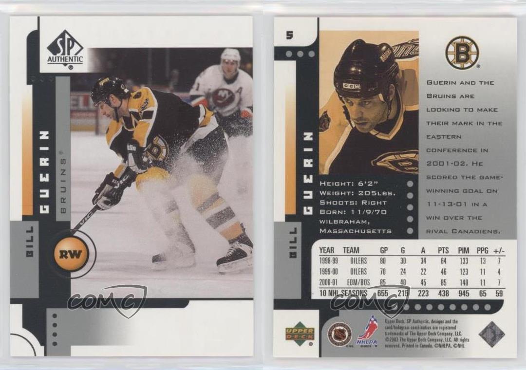 2001-02 SP Authentic #5 Bill Guerin-Boston Bruins 