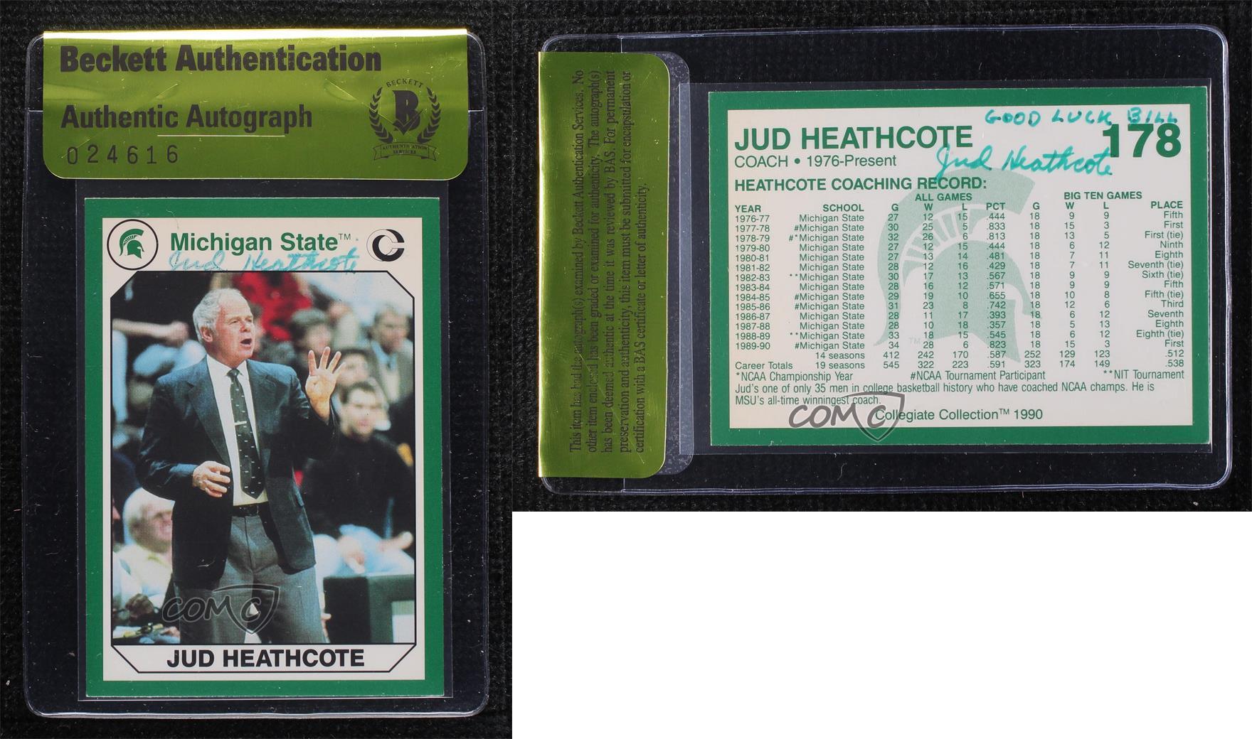 BAS 1990 Collegiate Collection Michigan State Spartans Jud Heathcote Authentic - Picture 3 of 3
