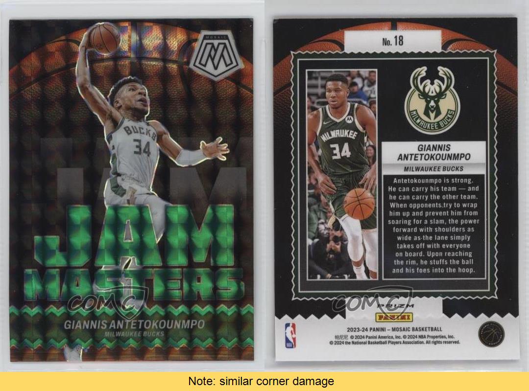 2023-24 Panini Mosaic Jam Masters Green Mosaic Prizm Giannis Antetokounmpo #18 - Imagen 3 de 3