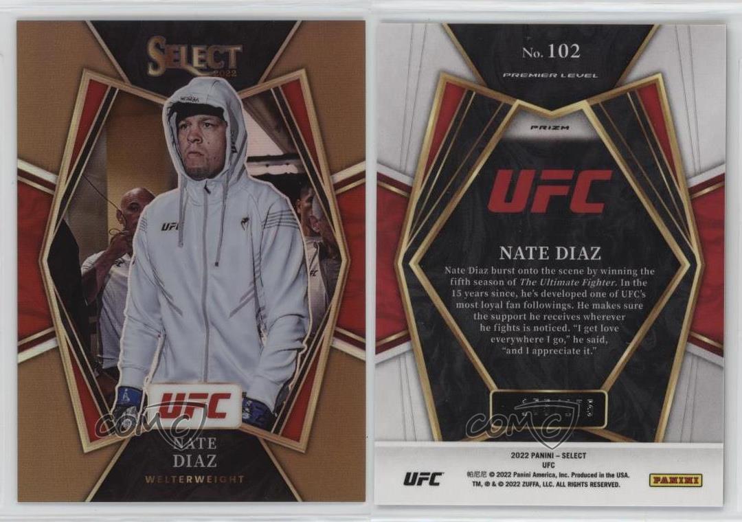 2022 Panini Select UFC Premier Level Bronze Prizm /175 Nate Diaz #102 - Foto 3 di 3