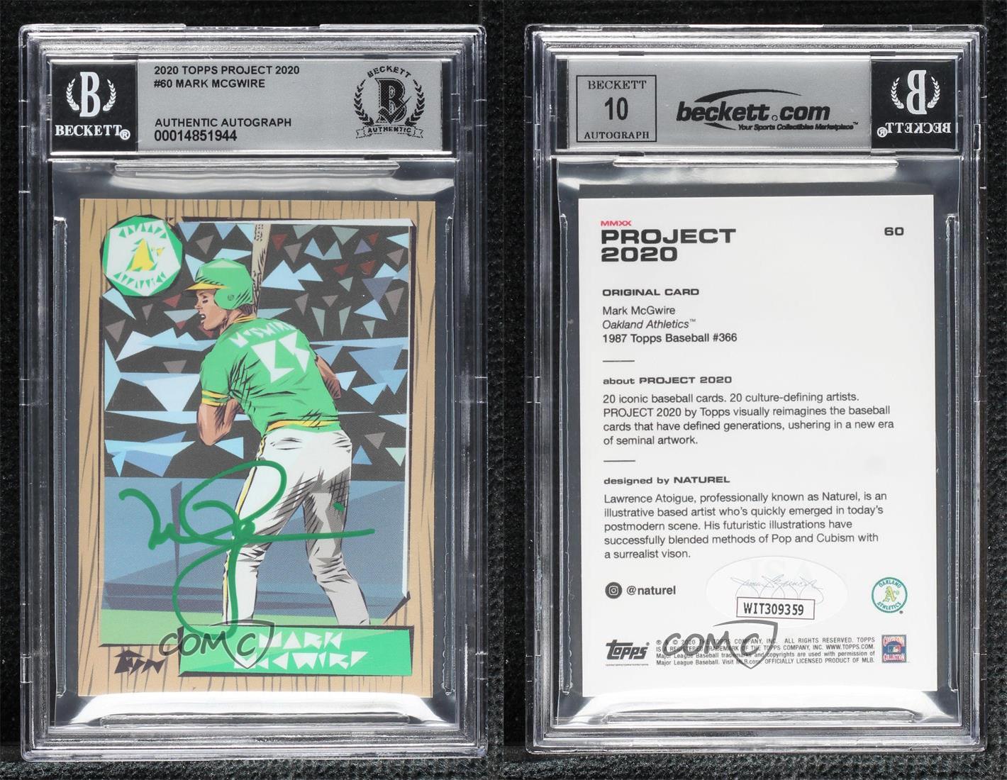 BAS 2020 Project 1987 Topps /2687 Mark McGwire Naturel #60 BGS Authentic Auto - Picture 3 of 3