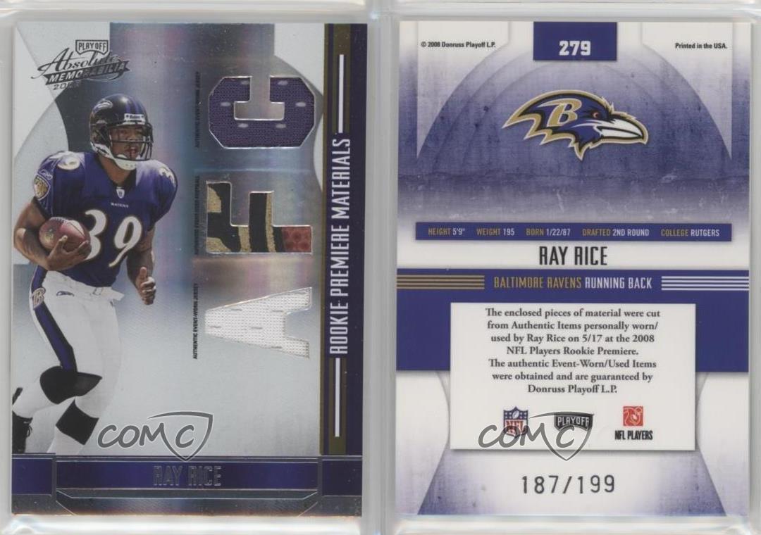 2008 Playoff Absolute Memorabilia Die-Cut AFC/NFC /199 Ray Rice #279 Rookie RC | eBay