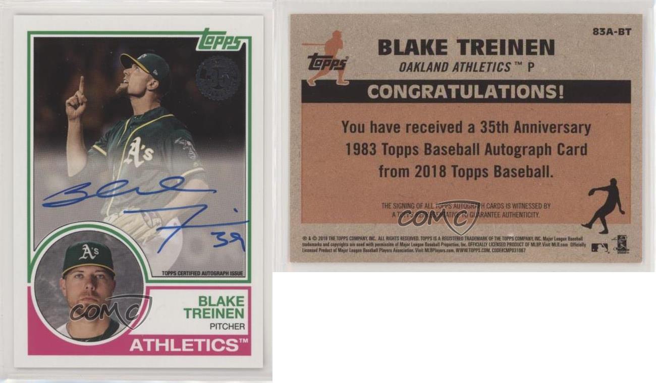 2018 Topps Update 1983 Topps Design Auto Blake Treinen #83A-BT Auto