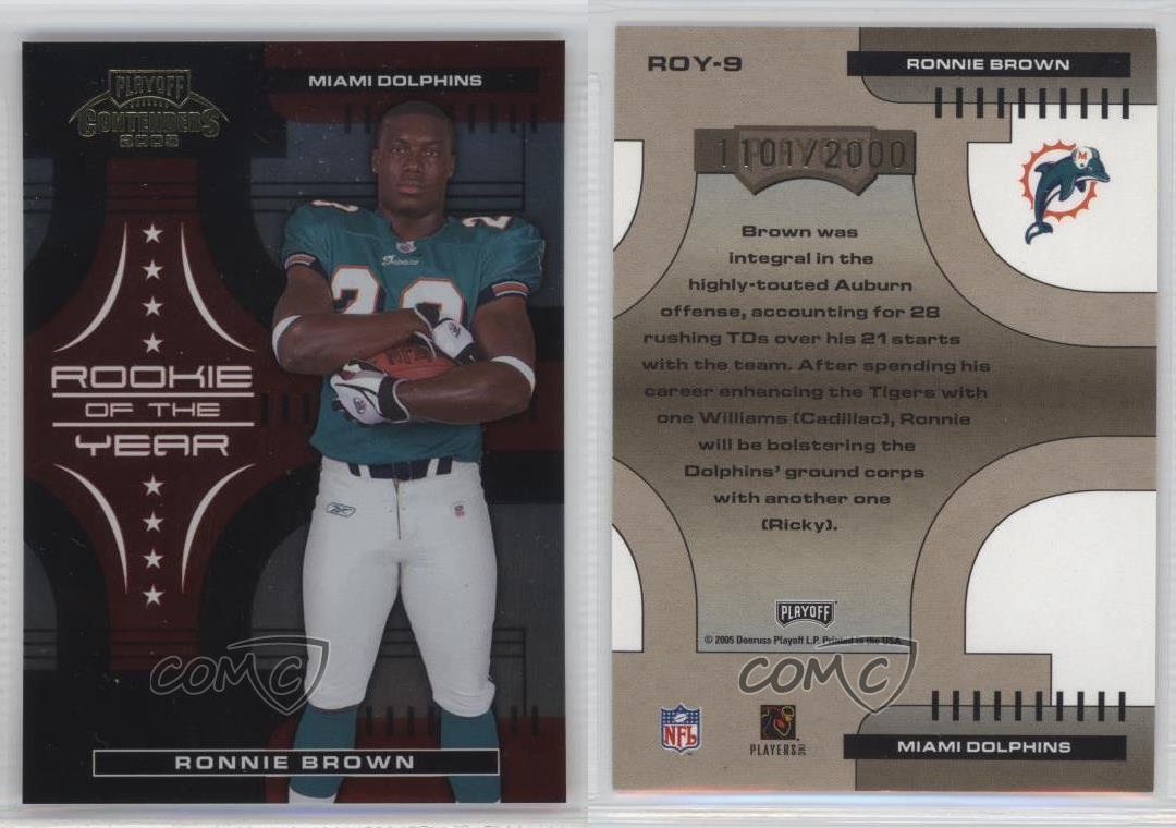 2005 Playoff Contenders Rookie of the Year /2000 Ronnie Brown #ROY-9 RC - Bild 3 von 4