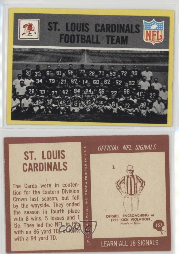1967 Philadelphia #157 St Louis Cardinals Team St. Football Card | eBay