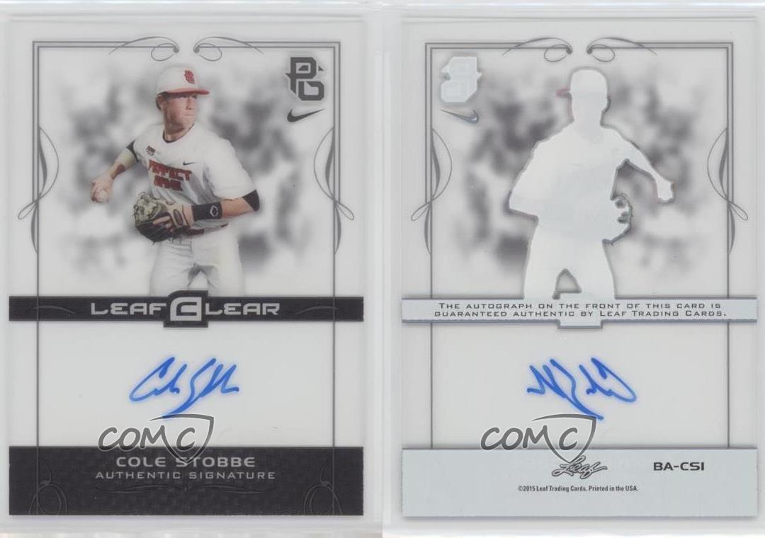COLE STOBBE 2015 Leaf *PERFECT GAME*  Baseball Certified AUTOGRAPH RC 