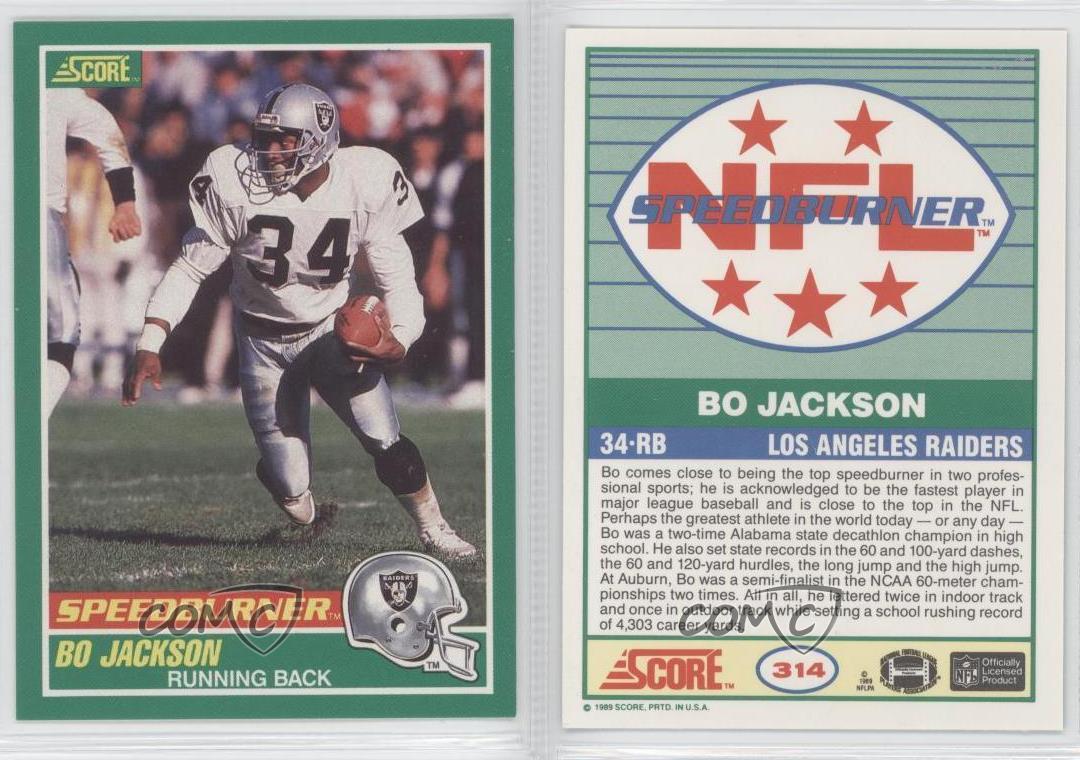 1989 Score 314 Bo Jackson Los Angeles Raiders Football Card eBay