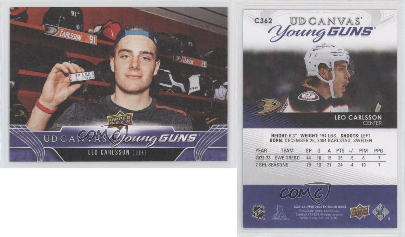 2023-24 Upper Deck Extended Series UD Canvas Young Guns Leo Carlsson Rookie RC