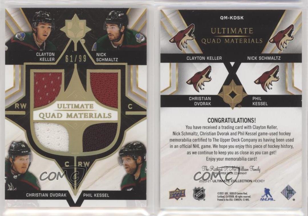 2020-21 Ultimate Collection Quad Materials /99 Clayton Keller Nick Schmaltz