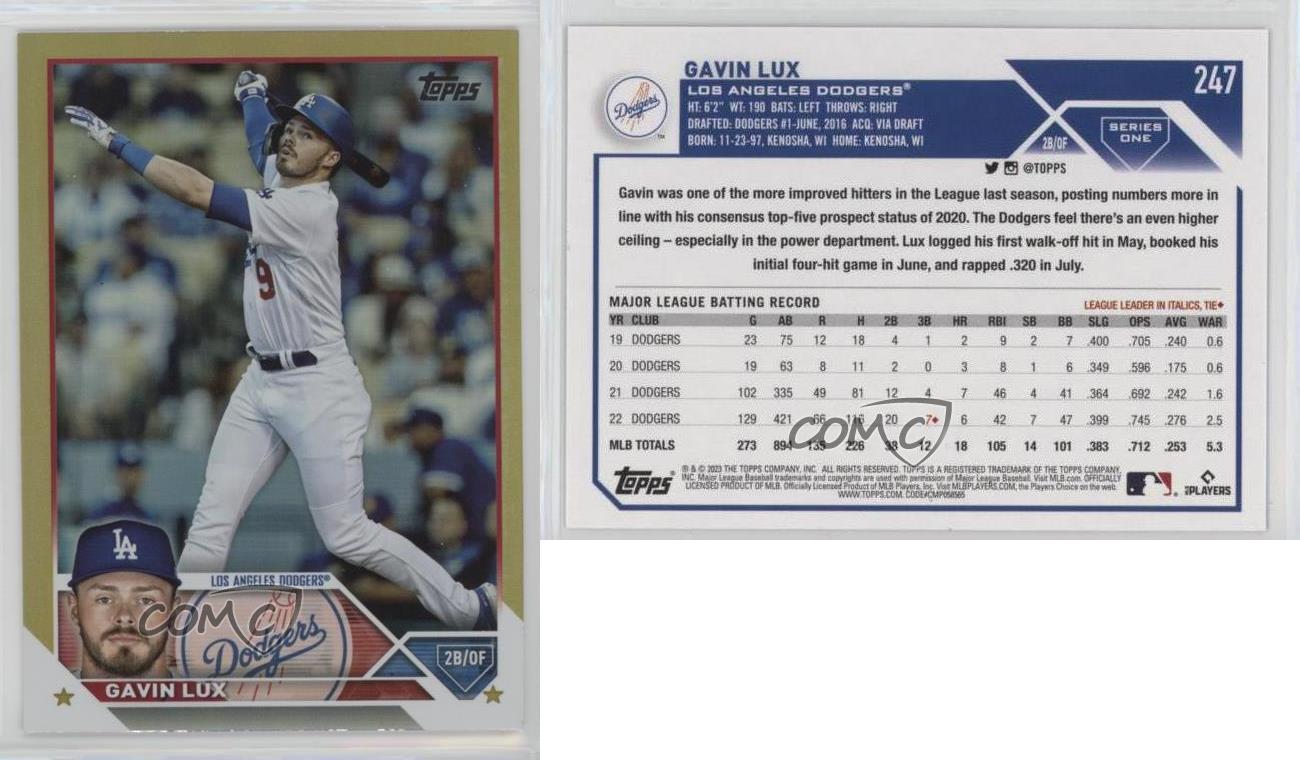 Gavin Lux 2023 Topps Series 1 Gold Foil #247 Los Angeles Dodgers