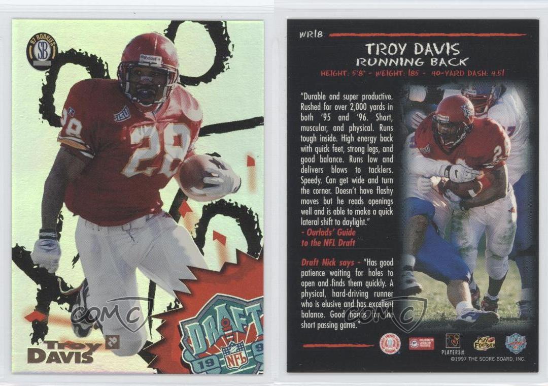 1997 Score Board NFL Rookies Dean's List #89 Troy Davis AA