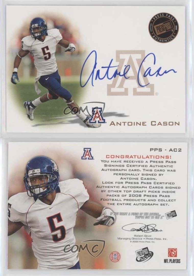 ANTOINE CASON Signed Autographed 2008 Certified Football card Arizona  Wildcats