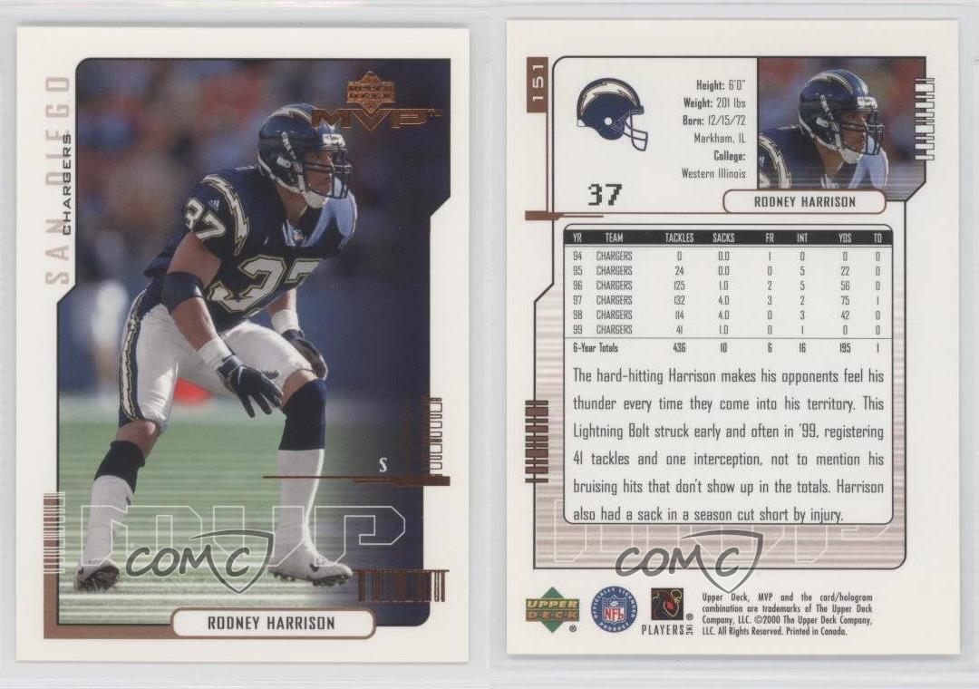 : Rodney Harrison Signed 2000 Upper Deck MVP Chargers