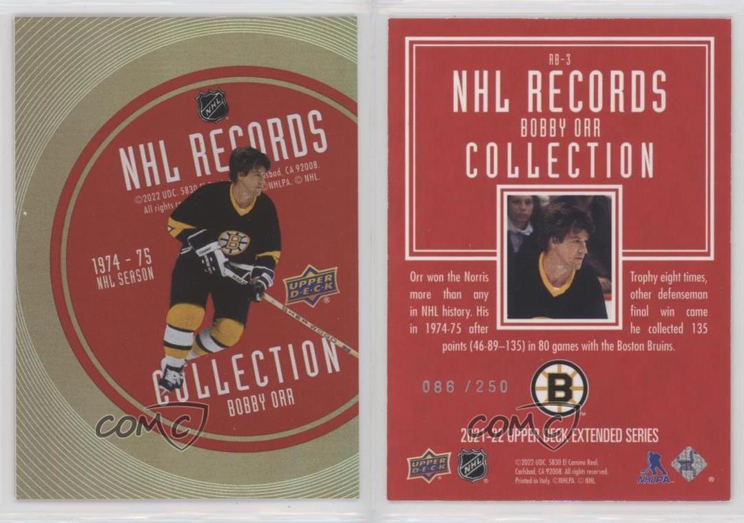 2021 Upper Deck Extended Series Record Collections Gold /250 Bobby Orr #RB-3 HOF - Picture 3 of 4