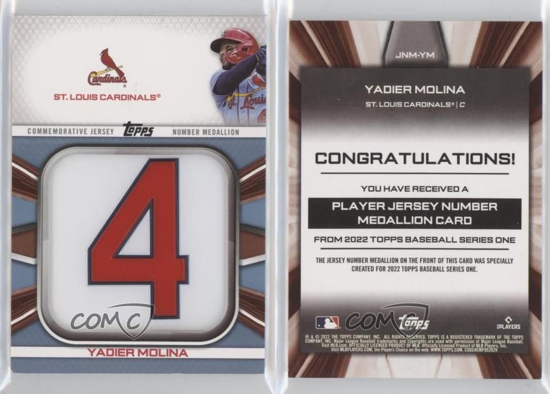 2022 Serie 1 Trikot Nummer Medaillon Gedenkrelikte blau Yadier Molina - Bild 3 von 3