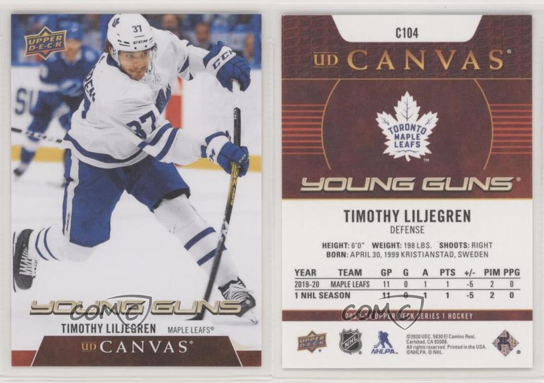 2020-21 Upper Deck UD Canvas Young Guns Timothy Liljegren #C104 Rookie RC