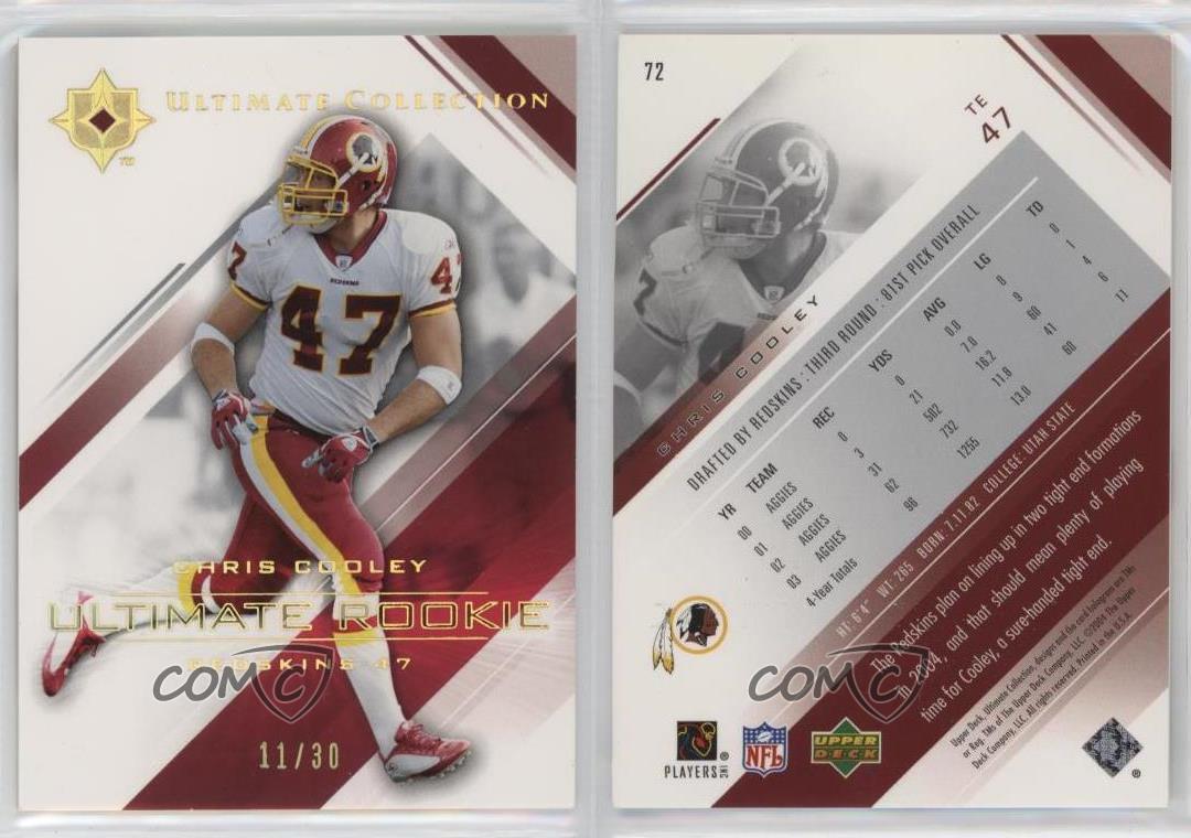 2004 Upper Deck Ultimate Collection Gold Rainbow /30 Chris Cooley #72 Rookie RC - Picture 3 of 3