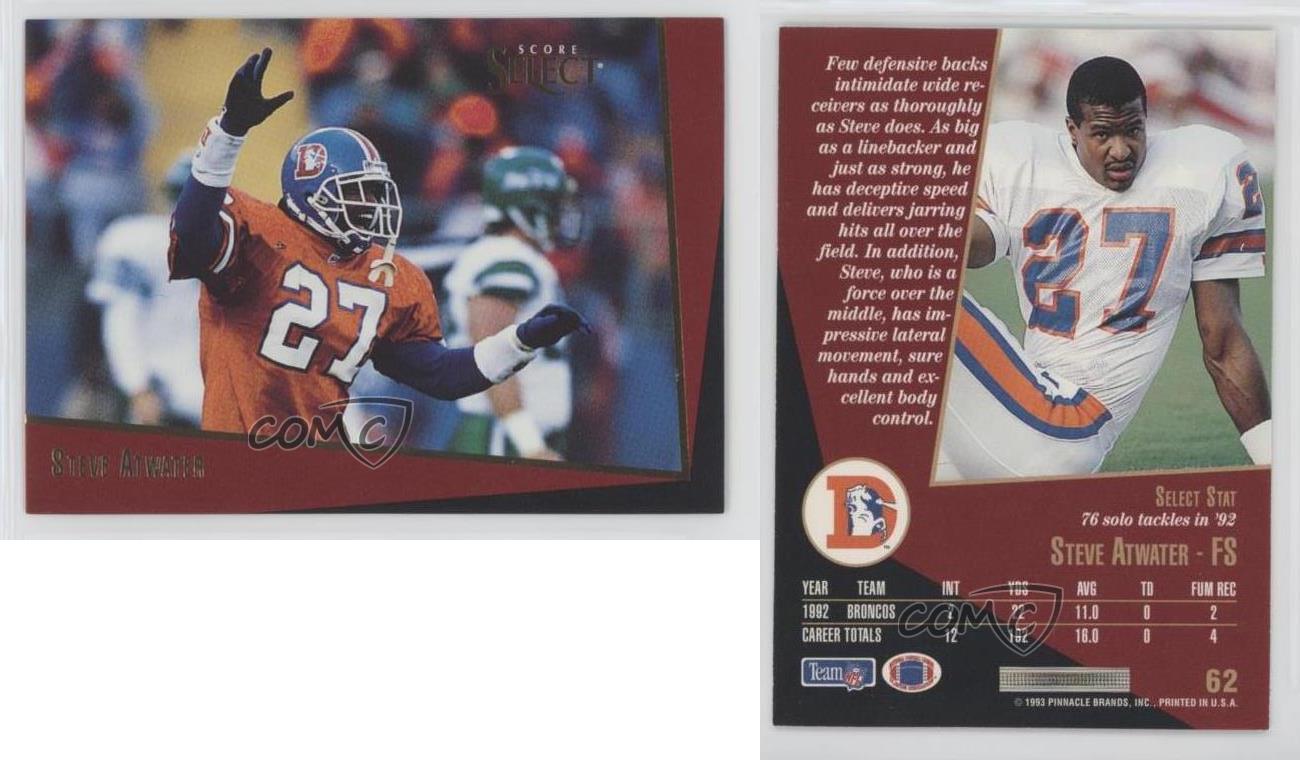 1993 SCORE SELECT STEVE ATWATER DENVER BRONCOS #62