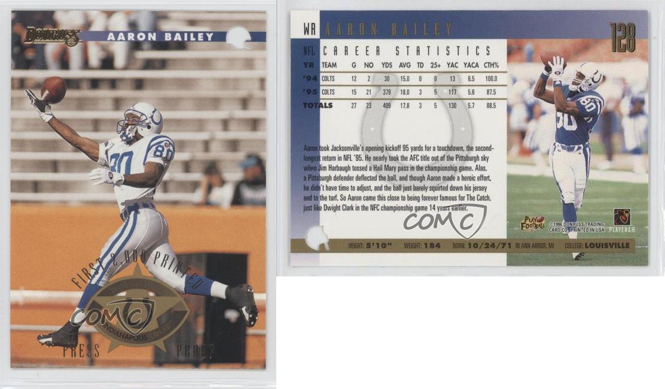 1996 Donruss Press Proof #128 Aaron Bailey Indianapolis Colts Football ...