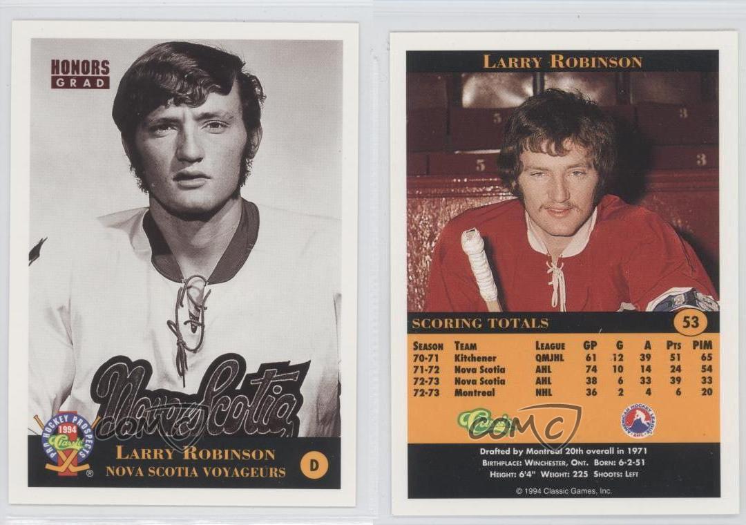 1994 Classic Pro Hockey Prospects 53 Larry Robinson Nova Scotia
