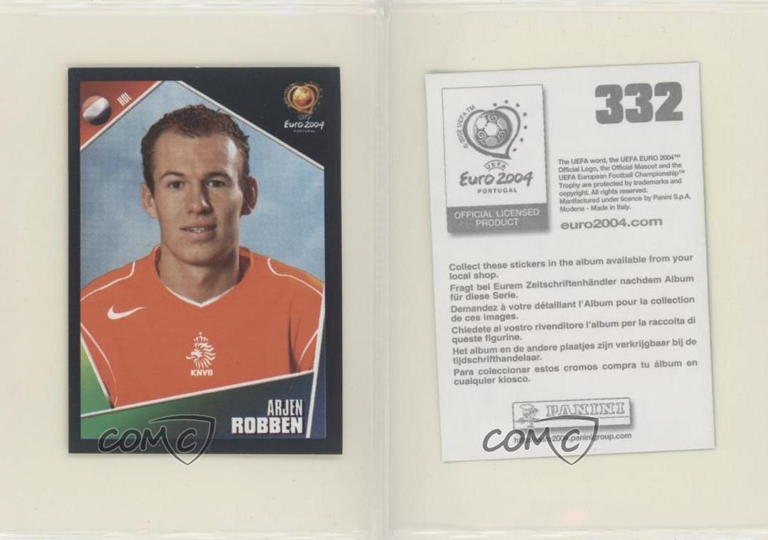 Panini EURO 2004 N 332 NEDERLAND ROBBEN  NEW With BLACK BACK TOPMINT!! 