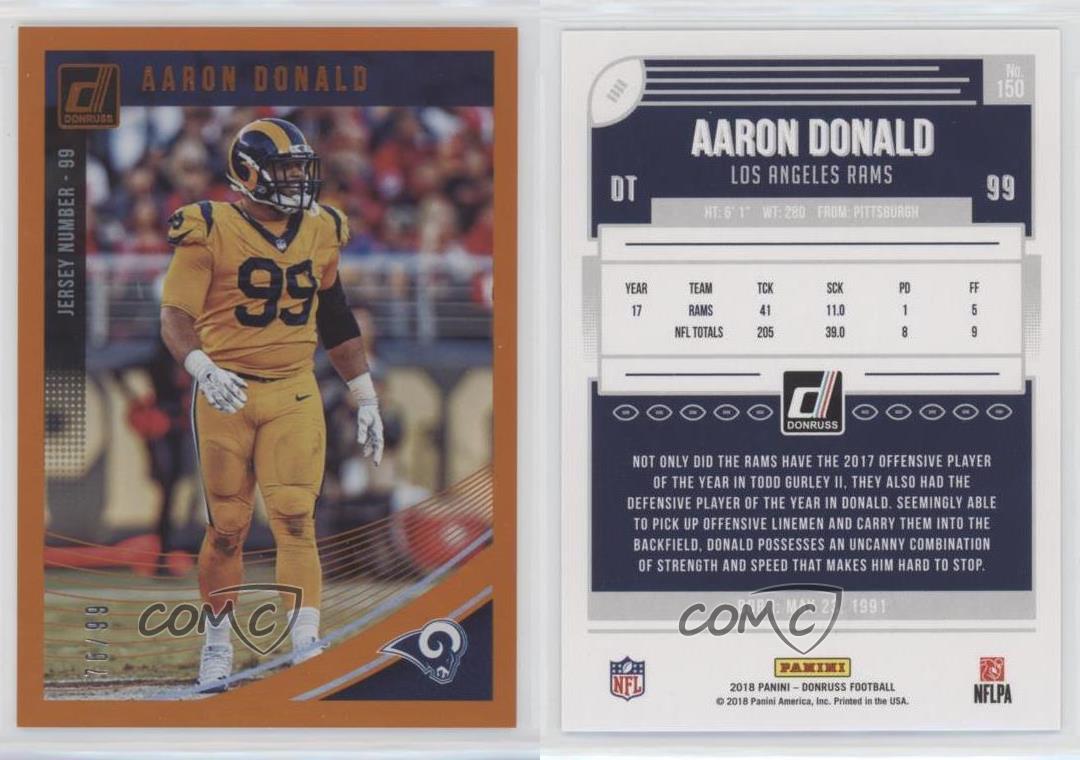 2018 Donruss Football AARON DONALD Jersey Number 94/99 - LOS ANGELES RAMS -  #150