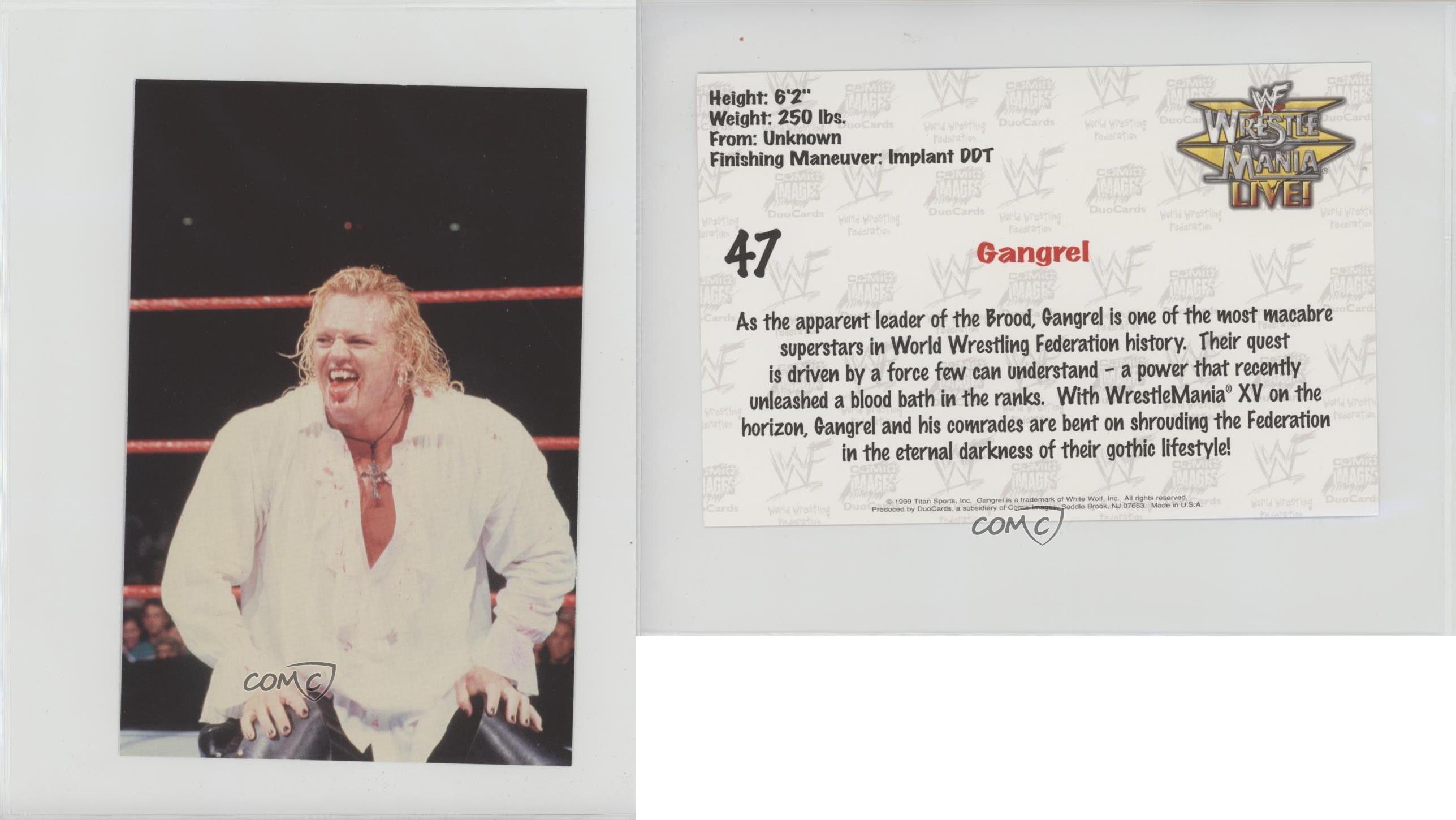 1999 Comic Images WWF WrestleMania Live! Gangrel #47 - Picture 3 of 3